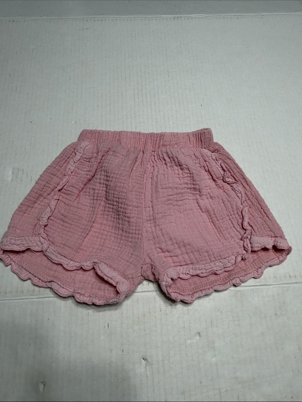 High-Waist Pink Gauze Ruffle Summer Shorts